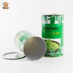 圆形纸筒纸管绿茶粉，抹茶粉包装易拉盖纸罐定制